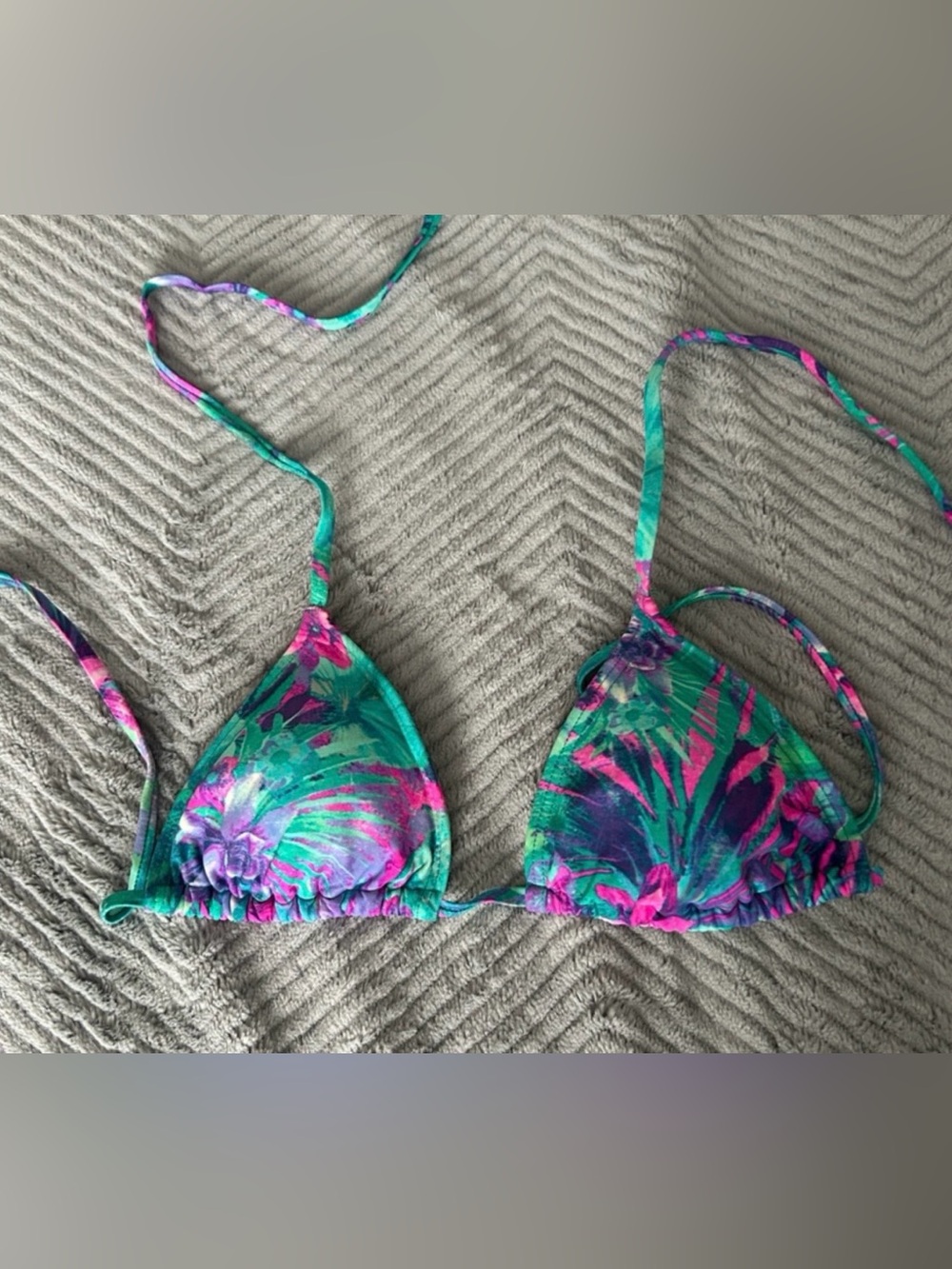 Kiva Tropical Print Triangle Bikini Top